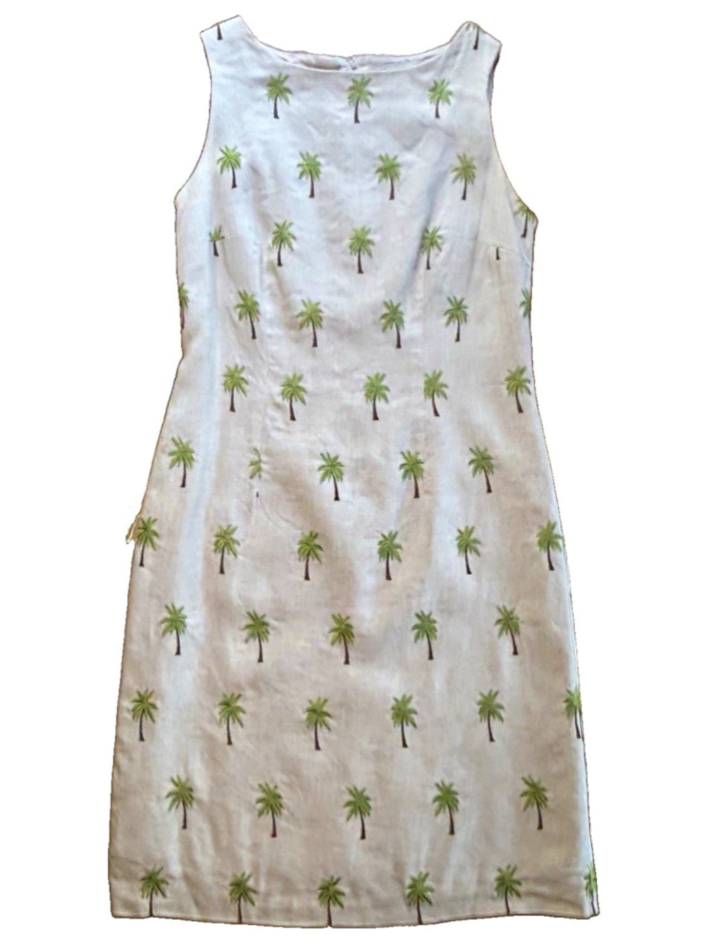 R&K Originals 4P Linen Palm Tree Embroidered Coastal Resort Dress